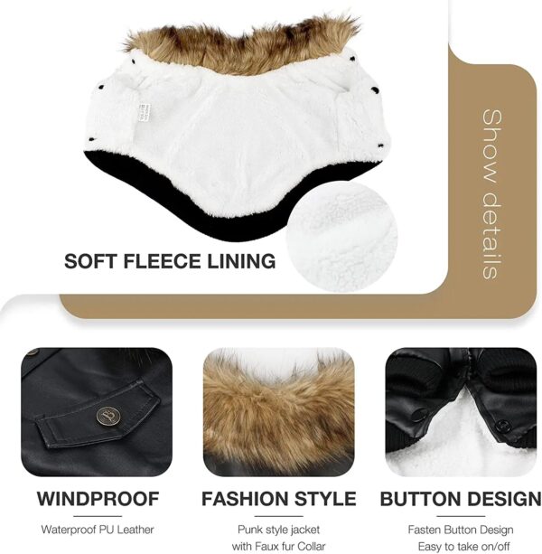 Waterproof Leather Dog Coats - ATUBAN Winter Puppy Jackets for Small to Medium Dogs - Image 6