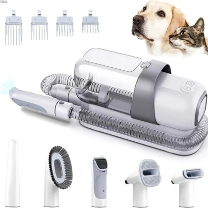 Pet Grooming Kit – Dog Grooming Clippers with 2.3L Vacuum Suction (99% Pet Hair) – Pet Water Blower Vacuum (Low Noise) – 5 Pet Grooming Tools